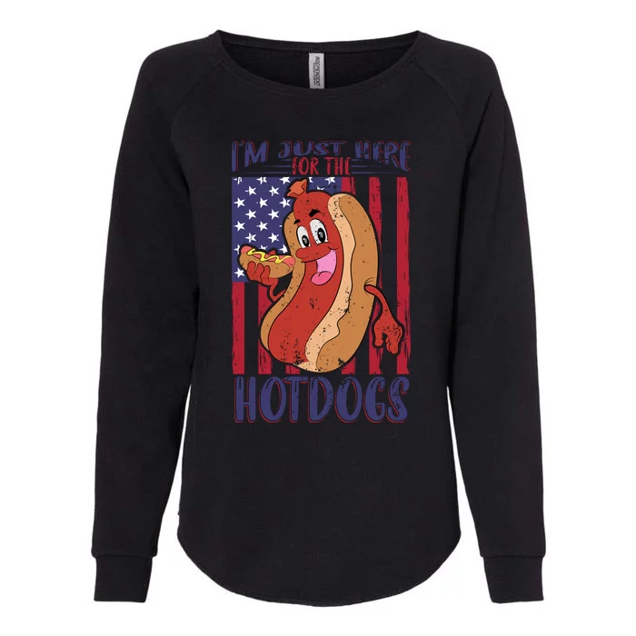 Just Here For The Hot Dogs Womens California Wash Sweatshirt