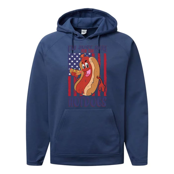 Just Here For The Hot Dogs Performance Fleece Hoodie