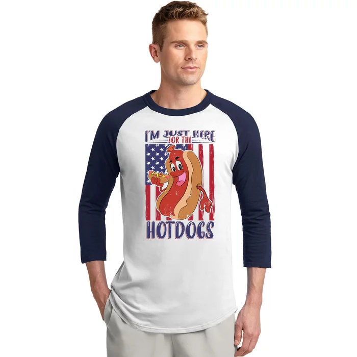 Just Here For The Hot Dogs Baseball Sleeve Shirt