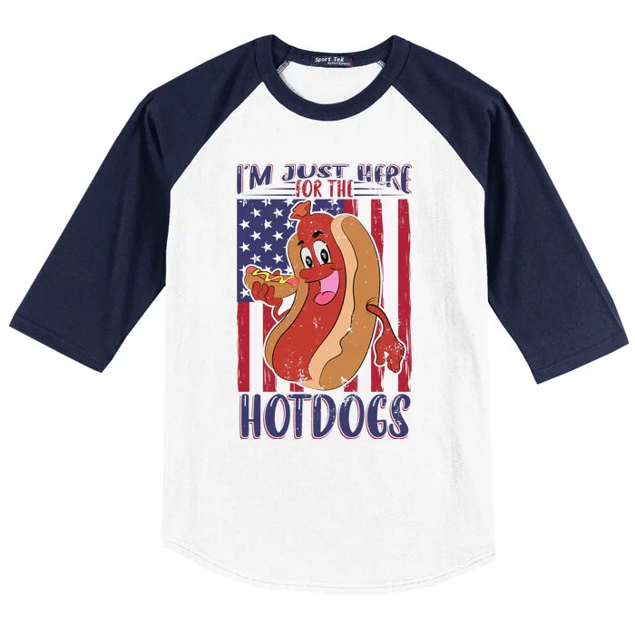 Just Here For The Hot Dogs Baseball Sleeve Shirt