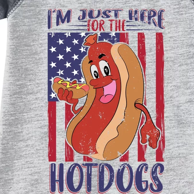 Just Here For The Hot Dogs Infant Baby Jersey Bodysuit