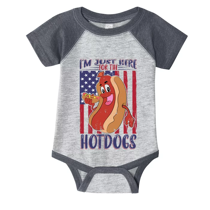 Just Here For The Hot Dogs Infant Baby Jersey Bodysuit