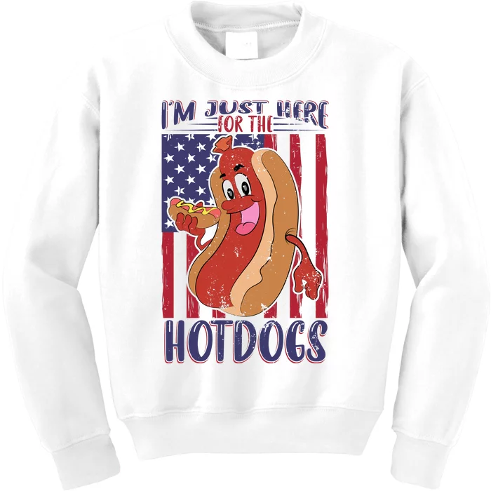 Just Here For The Hot Dogs Kids Sweatshirt