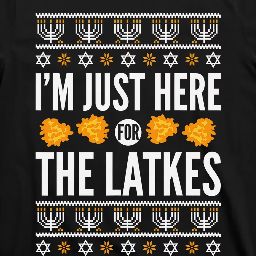 Just Here for Latkes Hebrew Jewish Happy Hanukkah T-Shirt