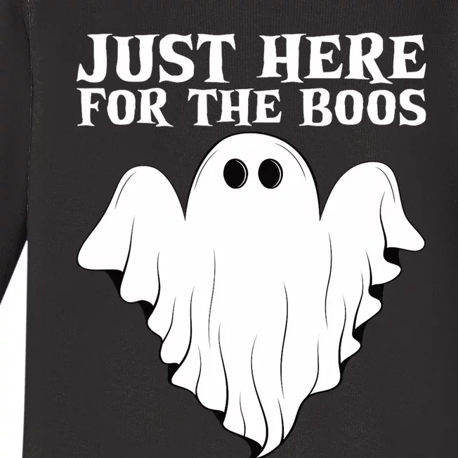 Just Here For The Boos Funny Ghost Baby Long Sleeve Bodysuit