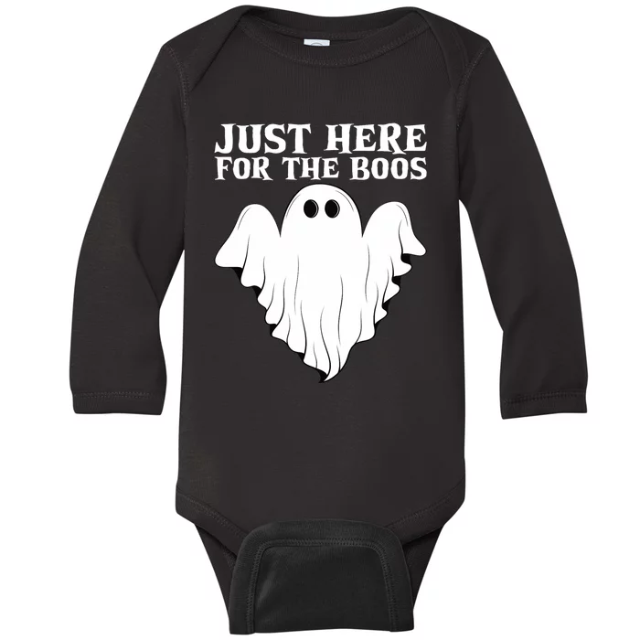 Just Here For The Boos Funny Ghost Baby Long Sleeve Bodysuit