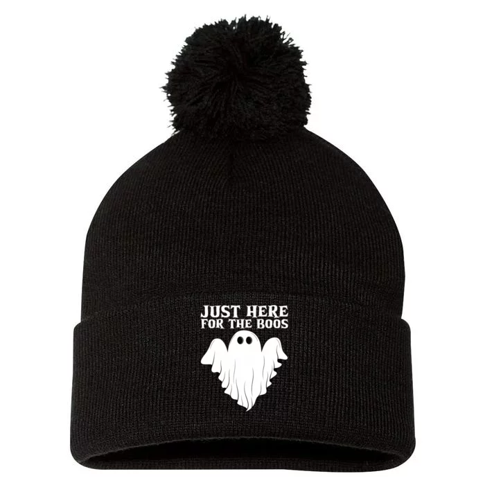 Just Here For The Boos Funny Ghost Pom Pom 12in Knit Beanie