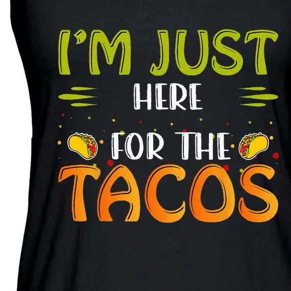 Just Here For The Tacos & 4th Of July Ladies Essential Flowy Tank