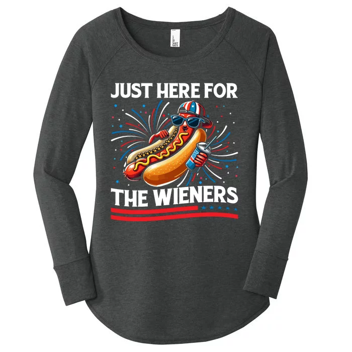 Just Here For The Wieners 4th Of July Celebration Women's Perfect Tri Tunic Long Sleeve Shirt