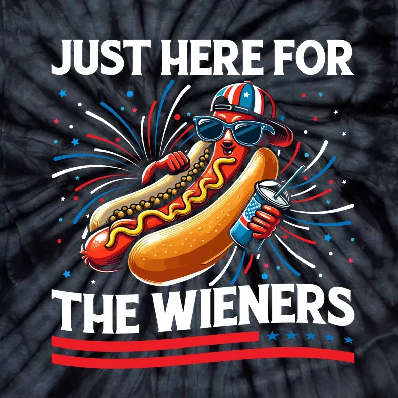 Just Here For The Wieners 4th Of July Celebration Tie-Dye T-Shirt