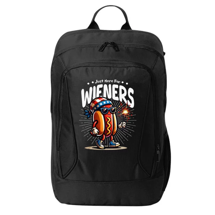 Just Here For The Wieners Fun Hot Dog 4th Of July City Backpack