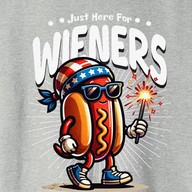 Just Here For The Wieners Fun Hot Dog 4th Of July Women's Crop Top Tee