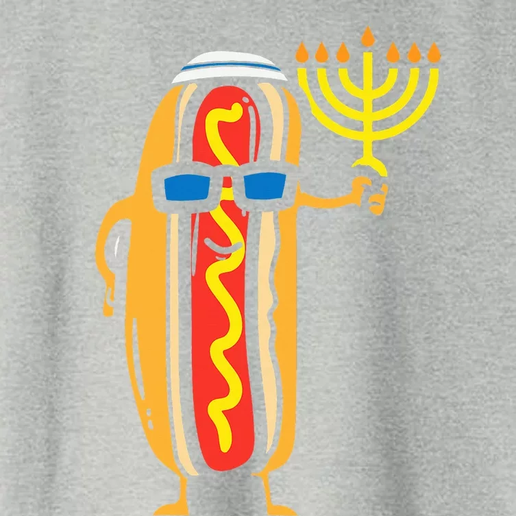 Jewish Hotdog Funny Food Hanukkah Pajamas Chanukah PJs US Women's Crop Top Tee