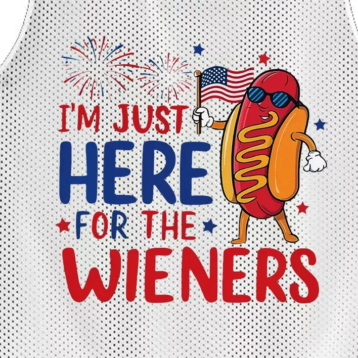 Just Here For The Wieners Funny 4th Of July Mesh Reversible Basketball Jersey Tank