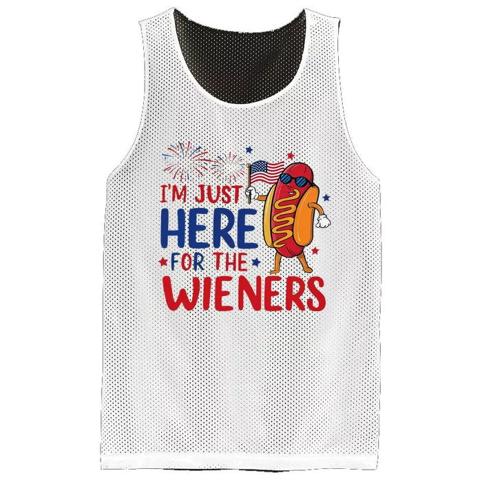 Just Here For The Wieners Funny 4th Of July Mesh Reversible Basketball Jersey Tank