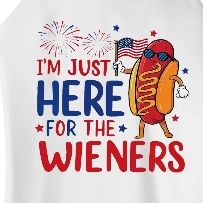 Just Here For The Wieners Funny 4th Of July Women’s Perfect Tri Rocker Tank