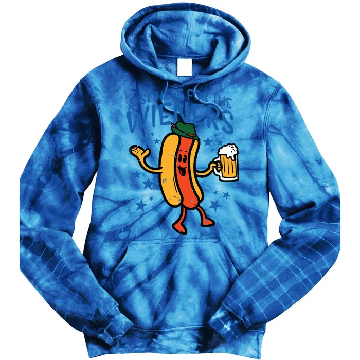 Just Here For The Wieners Hotdog Funny Oktoberfest Tie Dye Hoodie