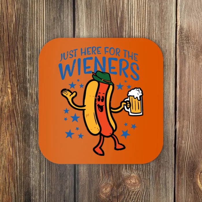 Just Here For The Wieners Hotdog Funny Oktoberfest Coaster