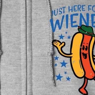 Just Here For The Wieners Hotdog Funny Oktoberfest Full Zip Hoodie