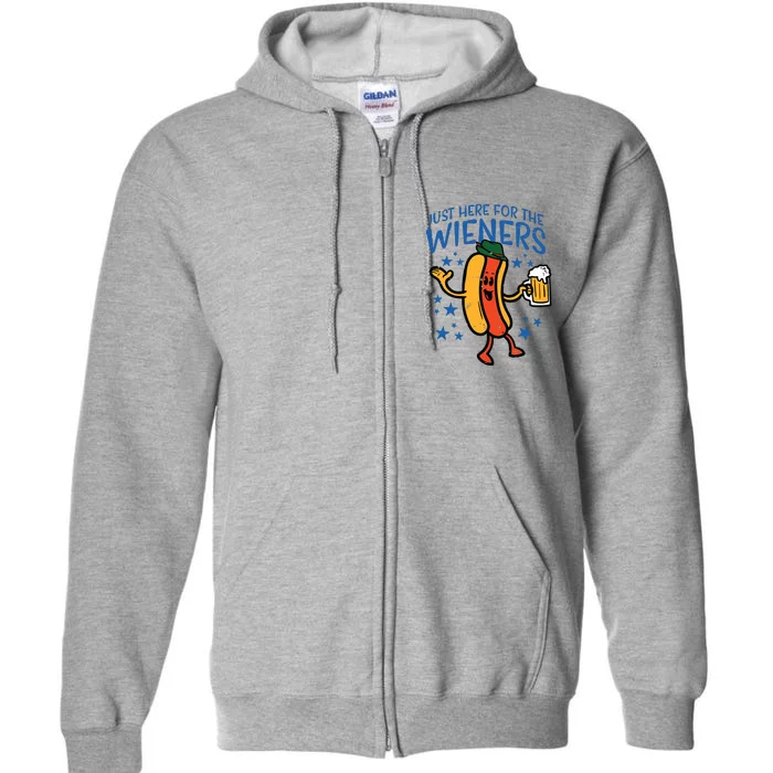 Just Here For The Wieners Hotdog Funny Oktoberfest Full Zip Hoodie