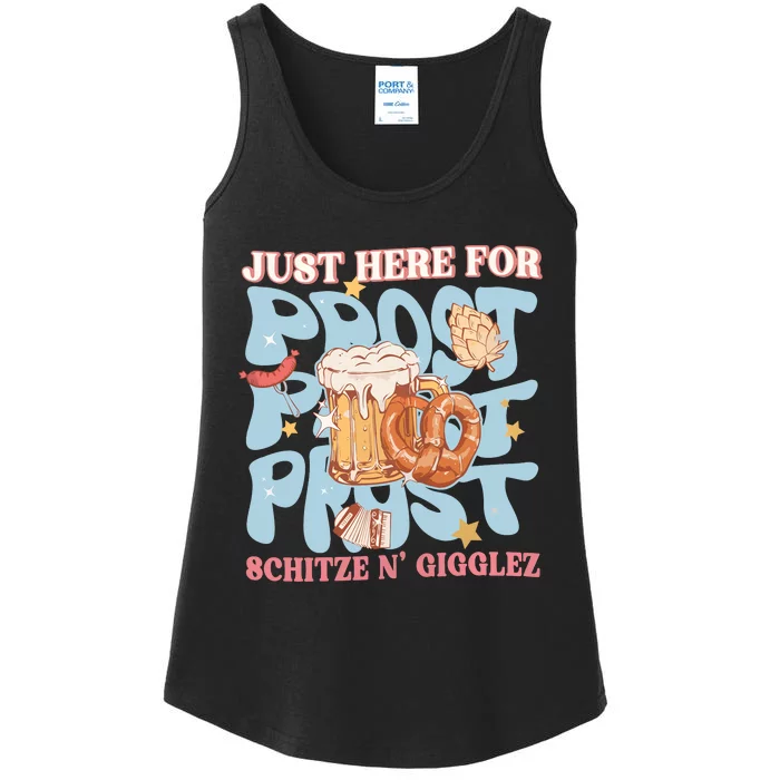 Just Here For Prost Oktoberfest Drinking Team Ladies Essential Tank