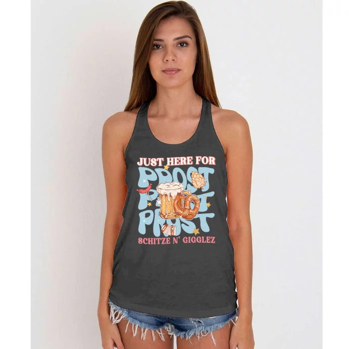 Just Here For Prost Oktoberfest Drinking Team Women's Knotted Racerback Tank