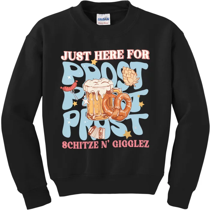 Just Here For Prost Oktoberfest Drinking Team Kids Sweatshirt