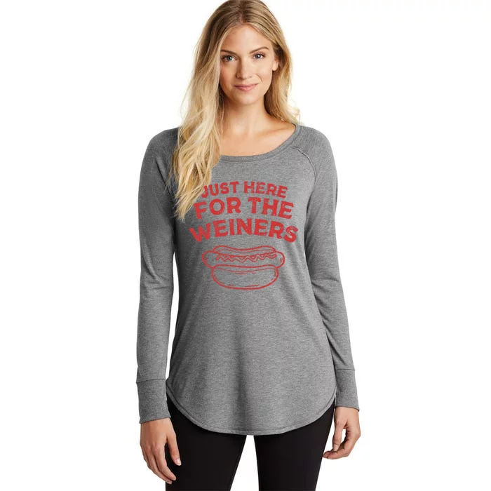 Just Here For The Wiener 4th Of July Women's Perfect Tri Tunic Long Sleeve Shirt