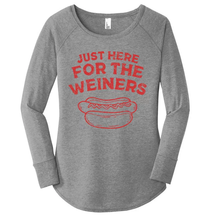 Just Here For The Wiener 4th Of July Women's Perfect Tri Tunic Long Sleeve Shirt