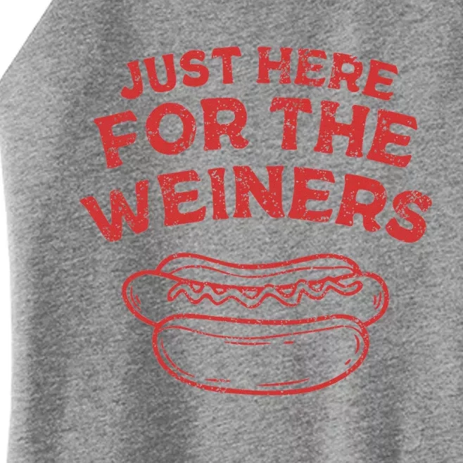 Just Here For The Wiener 4th Of July Women’s Perfect Tri Rocker Tank