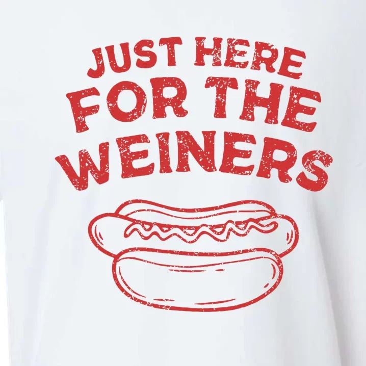 Just Here For The Wiener 4th Of July Sueded Cloud Jersey T-Shirt