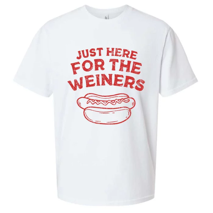 Just Here For The Wiener 4th Of July Sueded Cloud Jersey T-Shirt