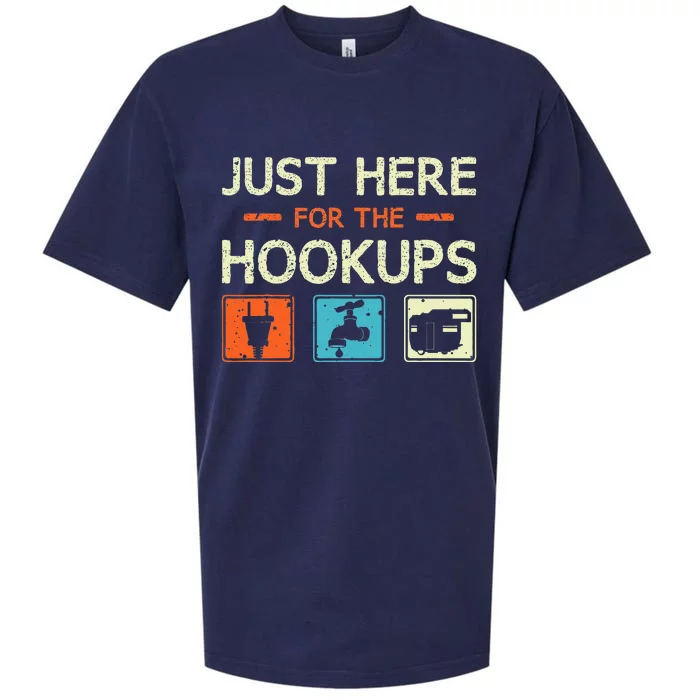 Just Here For The Hookups Camper Camping Rv Caravan Sueded Cloud Jersey T-Shirt