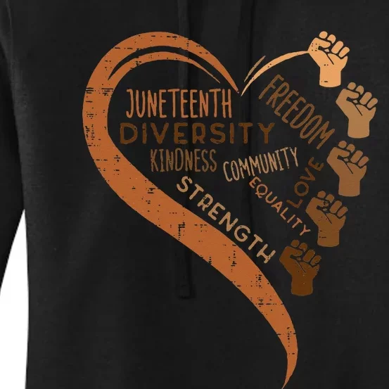 Juneteenth Heart Fists Black History Melanin Women's Pullover Hoodie