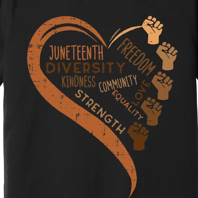 Juneteenth Heart Fists Black History Melanin Premium T-Shirt