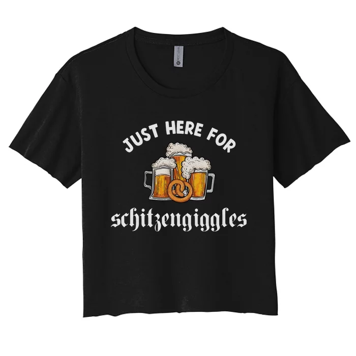 Just Here For Schitzengiggles Oktoberfest Drinking Team Women's Crop Top Tee