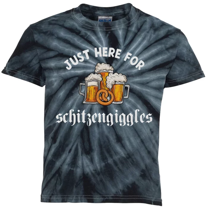 Just Here For Schitzengiggles Oktoberfest Drinking Team Kids Tie-Dye T-Shirt