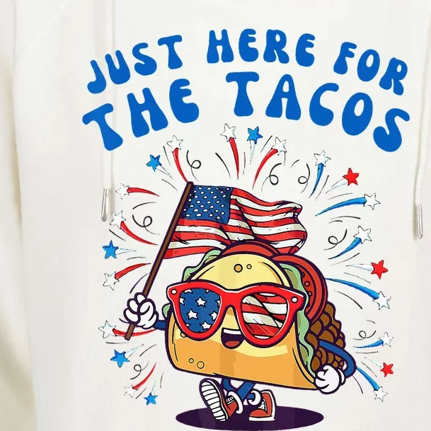 Just Here For The Tacos Sunglasses American Flag 4th Of July Womens Funnel Neck Pullover Hood