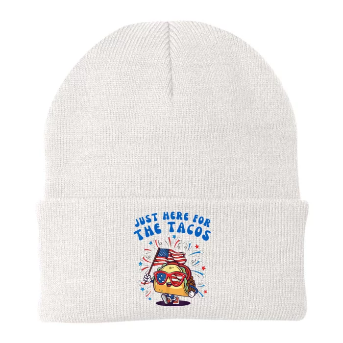 Just Here For The Tacos Sunglasses American Flag 4th Of July Knit Cap Winter Beanie