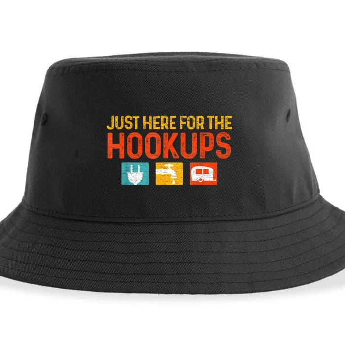 Just Here For The Hookups Motorhome Camping Rv Sustainable Bucket Hat