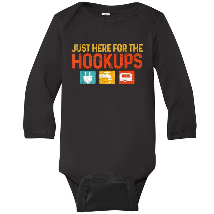 Just Here For The Hookups Motorhome Camping Rv Baby Long Sleeve Bodysuit