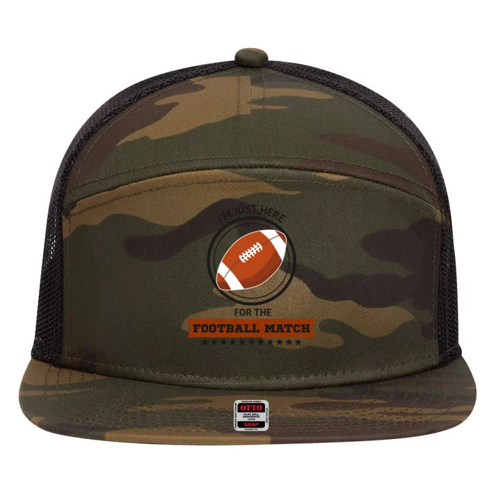 Just Here For The Football Match Graphic 7 Panel Mesh Trucker Snapback Hat