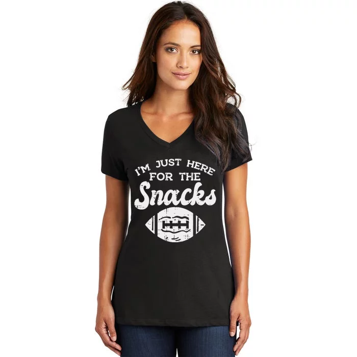 Just Here For The Snacks American Football Funny Food Lover Women's V-Neck T-Shirt