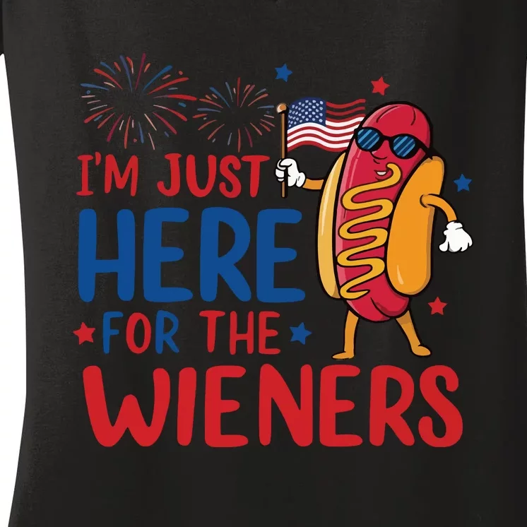 Just Here For The Wieners Women's V-Neck T-Shirt