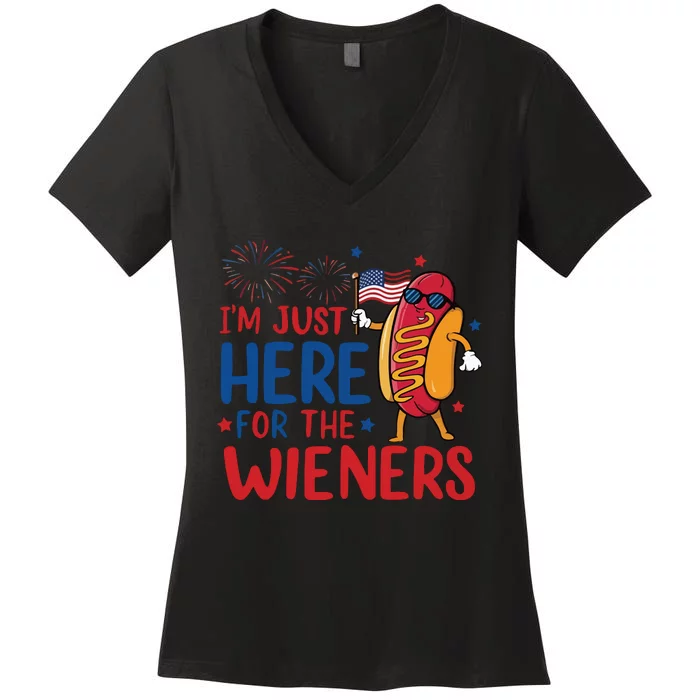 Just Here For The Wieners Women's V-Neck T-Shirt