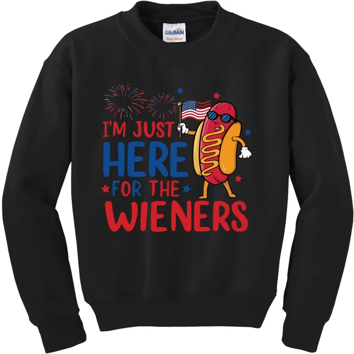 Just Here For The Wieners Kids Sweatshirt