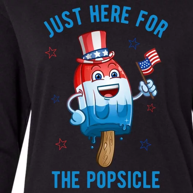 Just Here For The Popsicle 4th Of July Funny Festive Womens Cotton Relaxed Long Sleeve T-Shirt