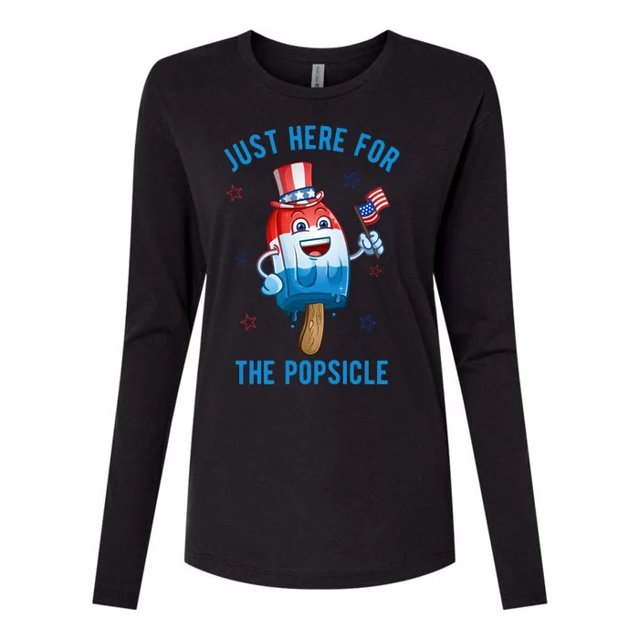 Just Here For The Popsicle 4th Of July Funny Festive Womens Cotton Relaxed Long Sleeve T-Shirt