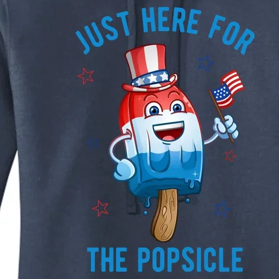 Just Here For The Popsicle 4th Of July Funny Festive Women's Pullover Hoodie