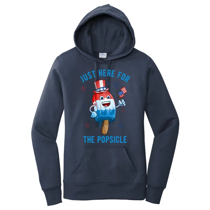 Just Here For The Popsicle 4th Of July Funny Festive Women's Pullover Hoodie